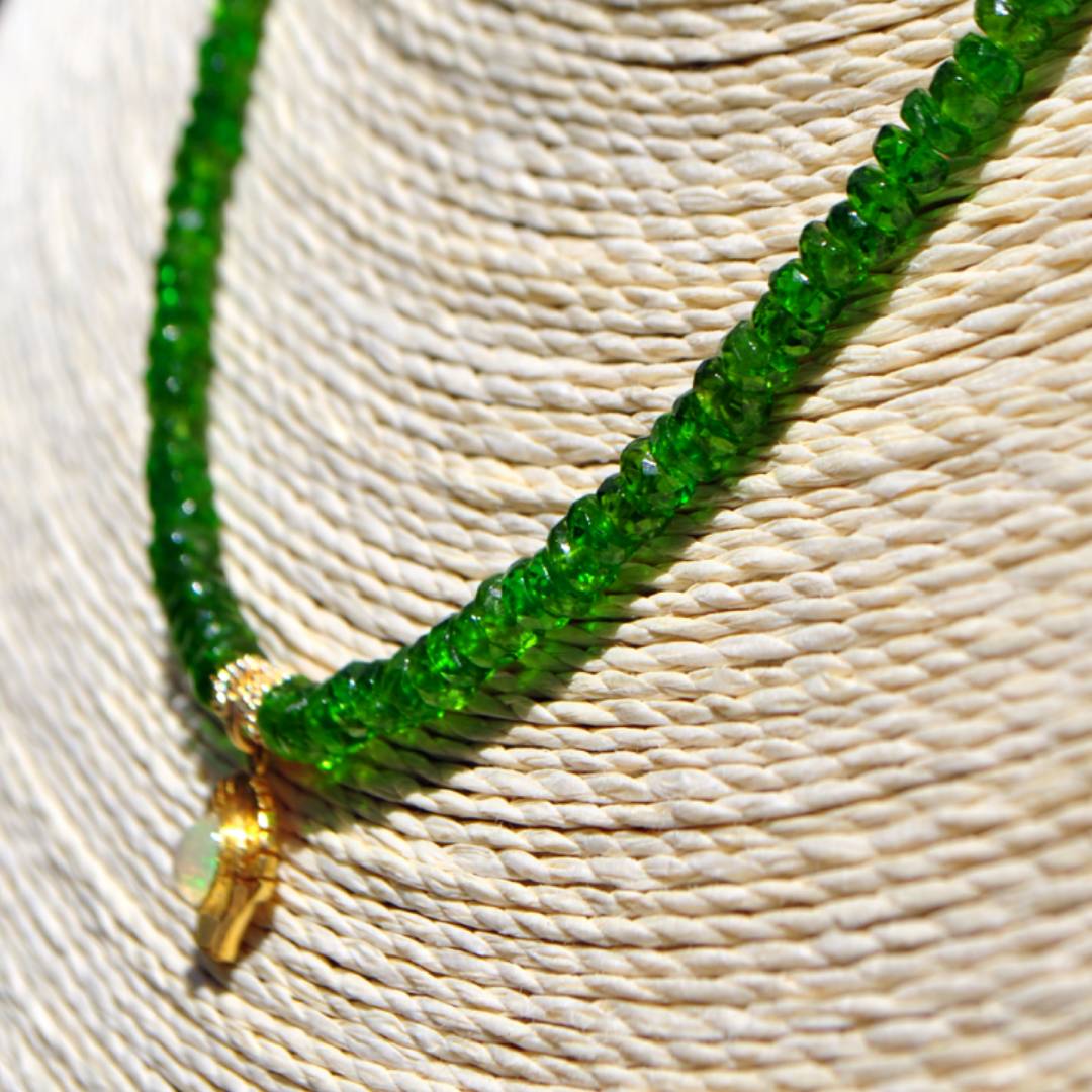 collier diopside charm opal vermeil(6)