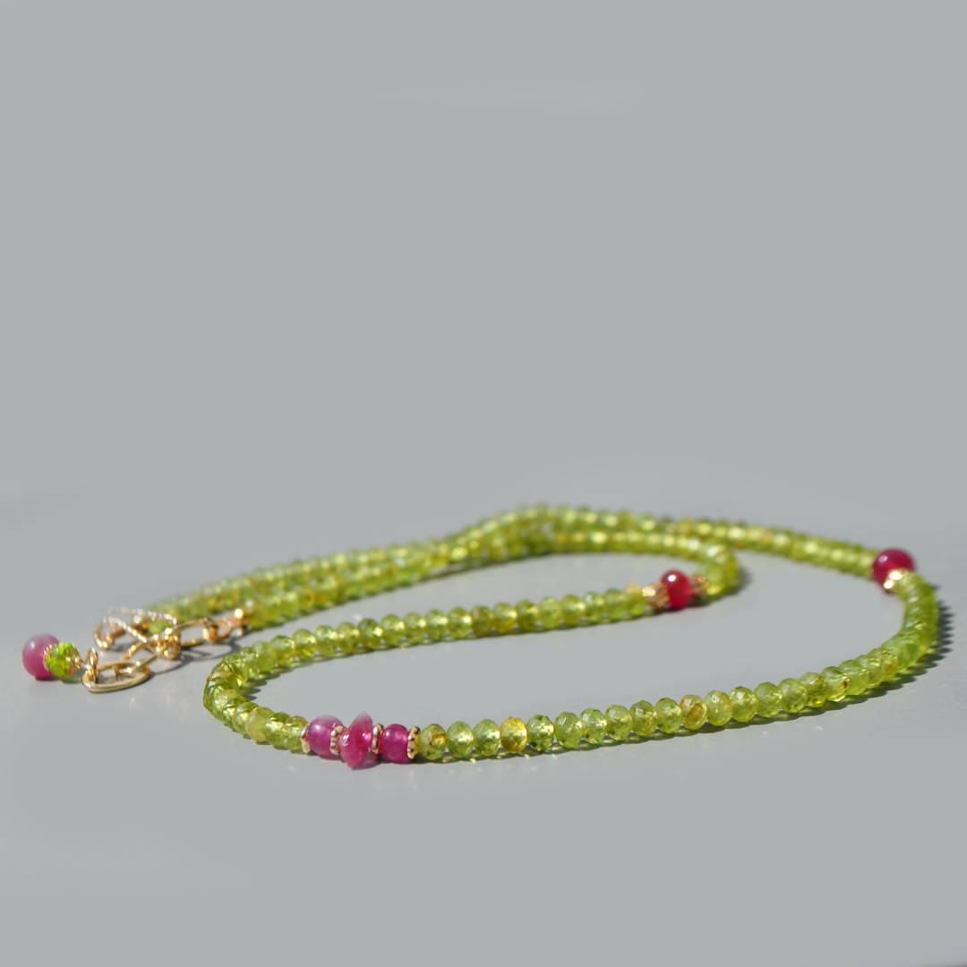 collier long Peridot saphir rose(1)
