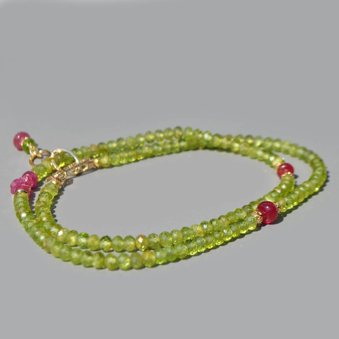 collier long Peridot saphir rose(3)