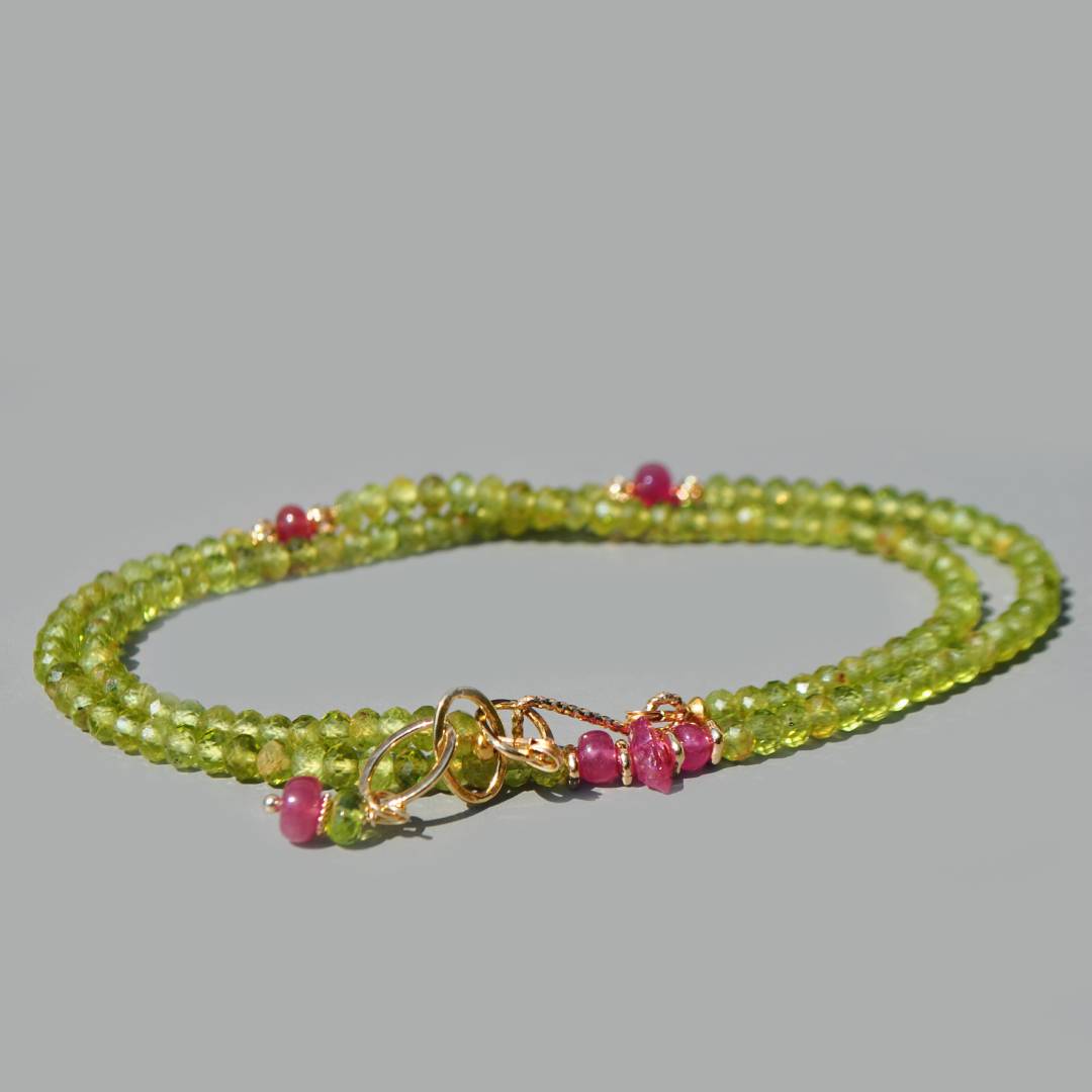 collier long Peridot saphir rose(2)