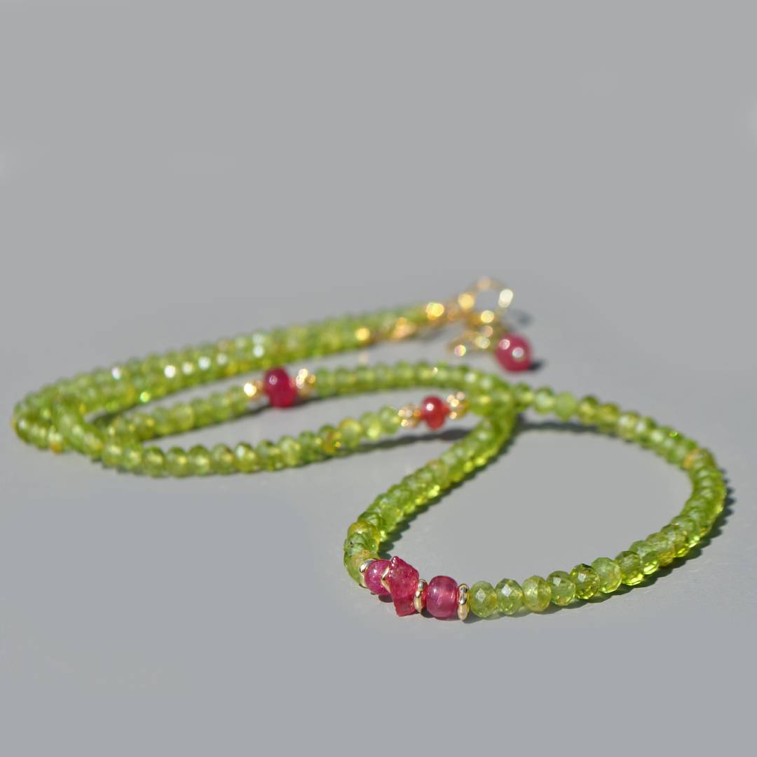 collier long Peridot saphir rose(4)