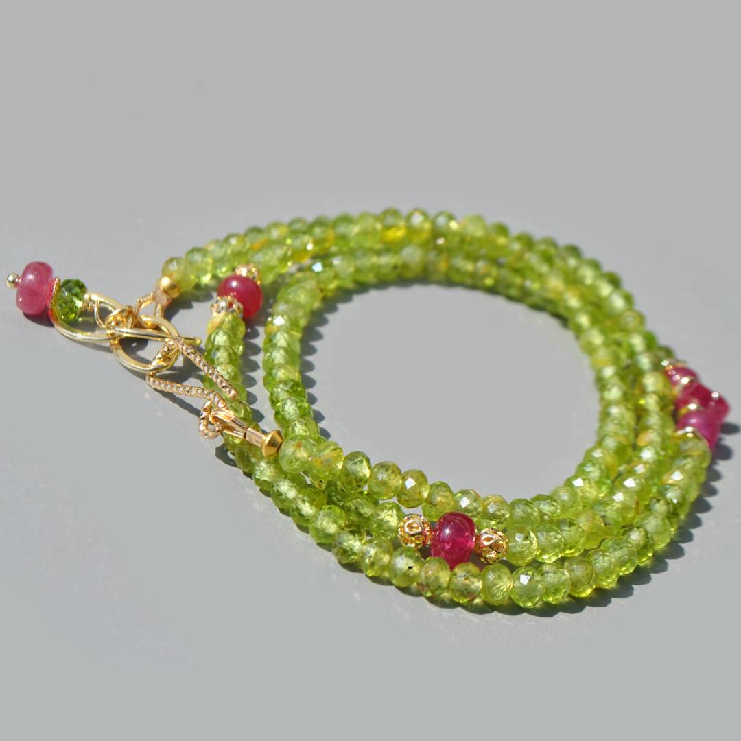 collier long Peridot saphir rose(7)