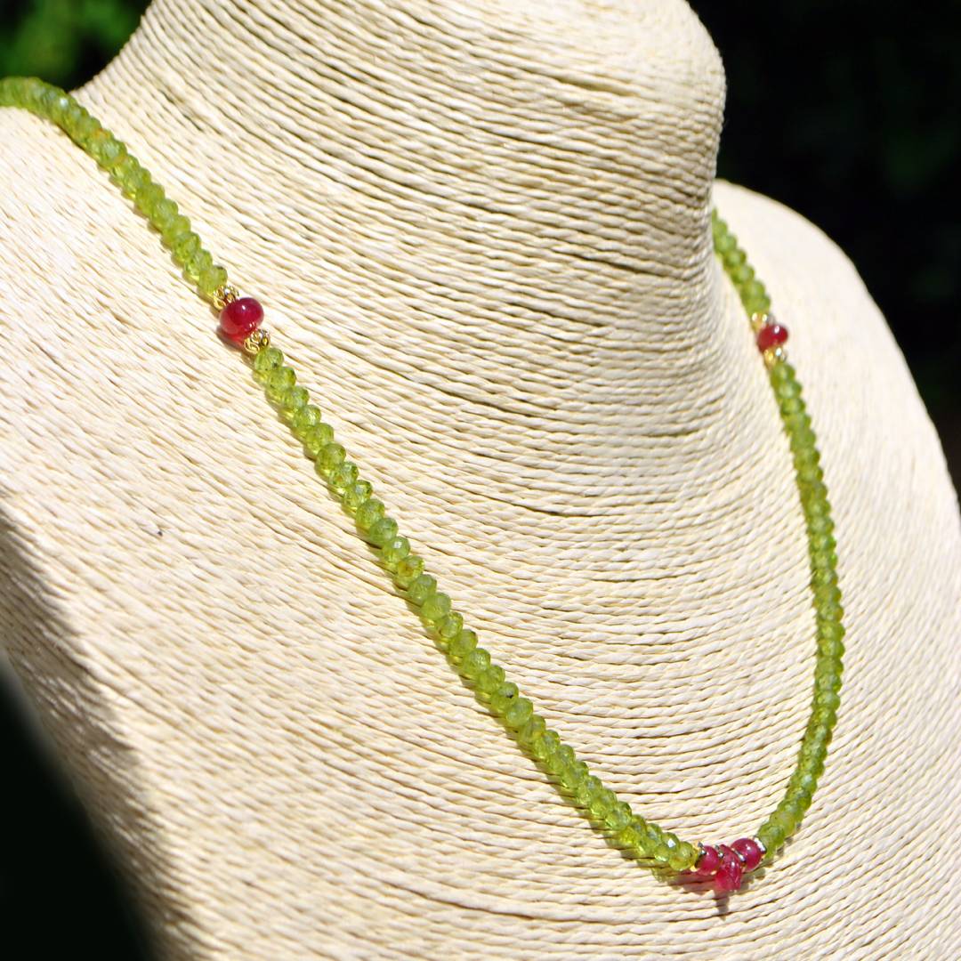 collier long Peridot saphir rose(9)