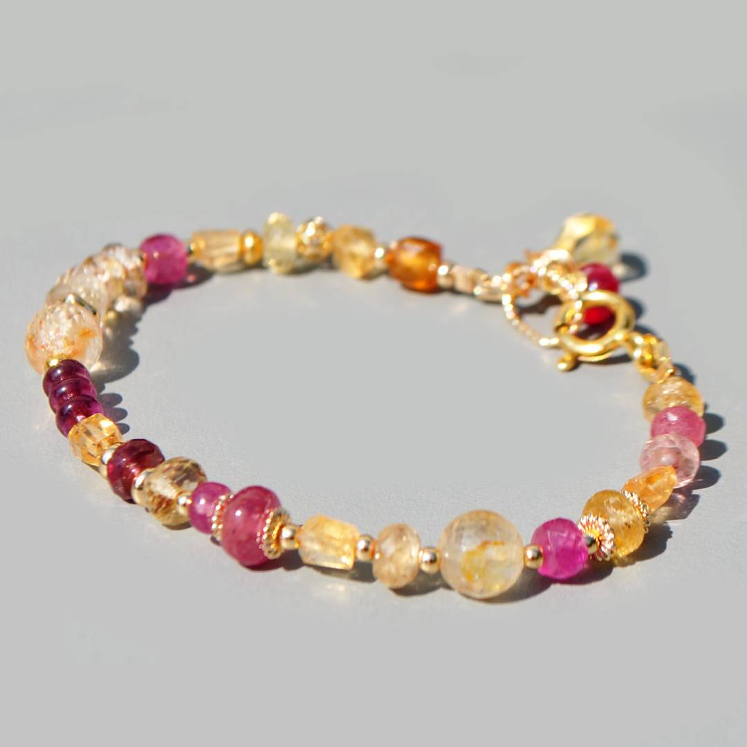 bracelet topaze saphir rose grenat citrine