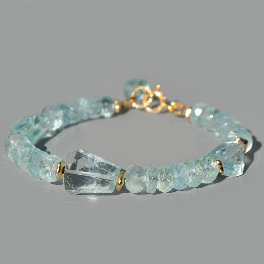 bracelet aigue marine pierre taillée