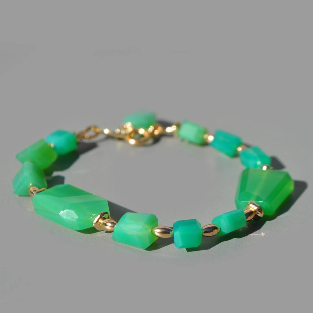 bracelet chrysoprase naturelle vert pomme