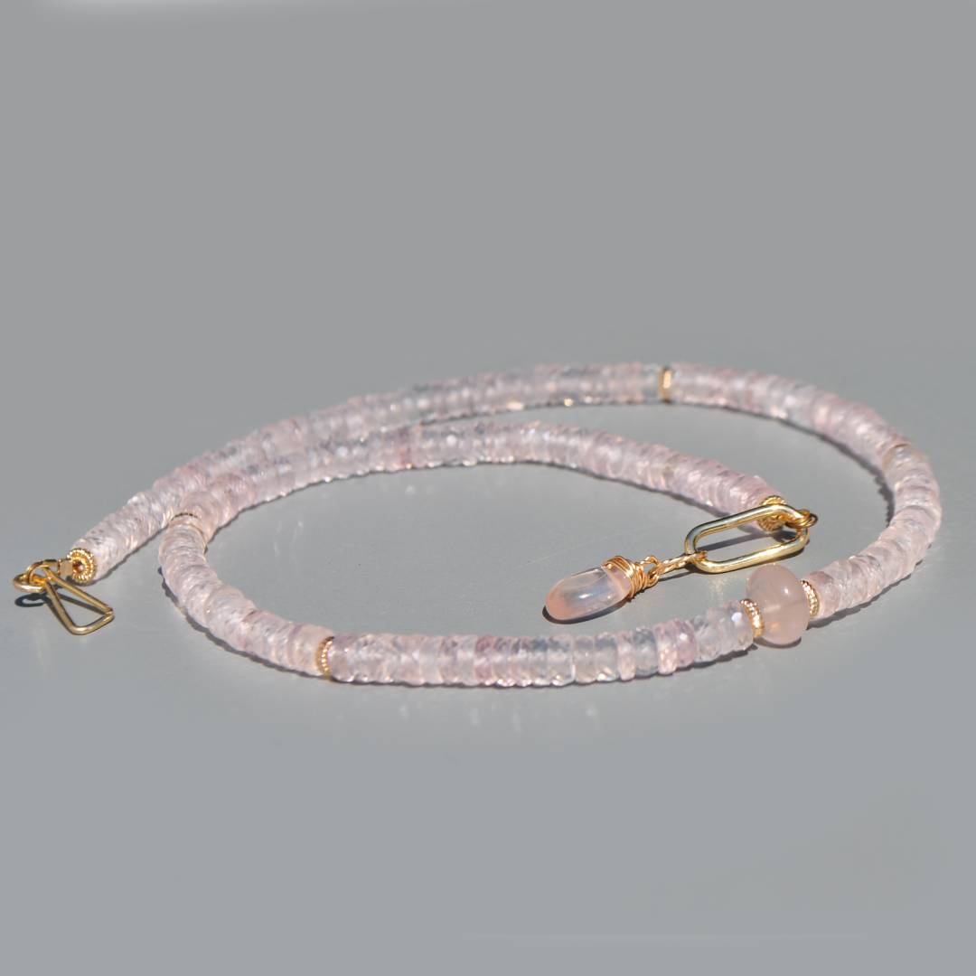 collier quartz rose naturel