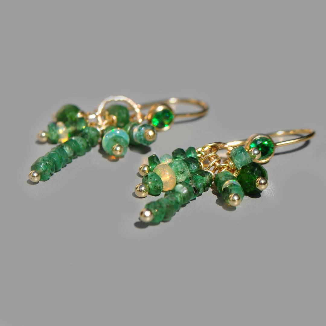 Boucle doreille zircon emeraude opale-1