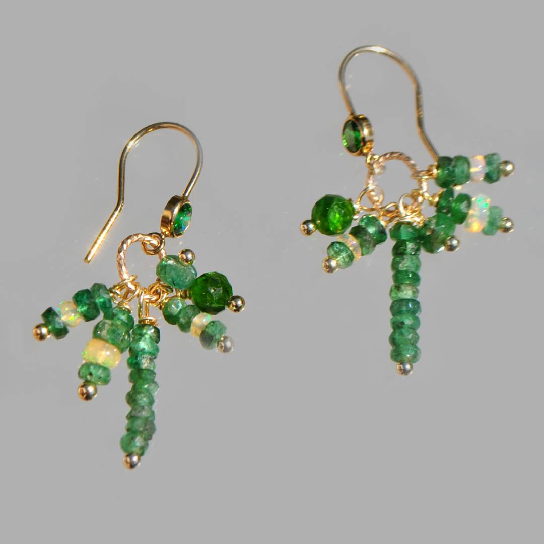 Boucle d'oreille zircon emeraude opale-4