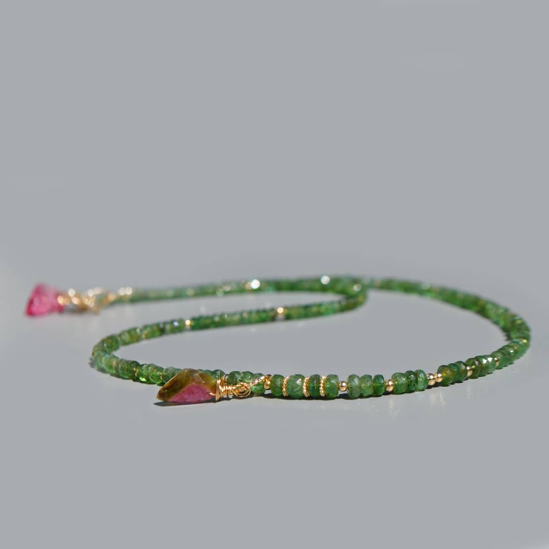 collier emeraude tourmaline pastèque