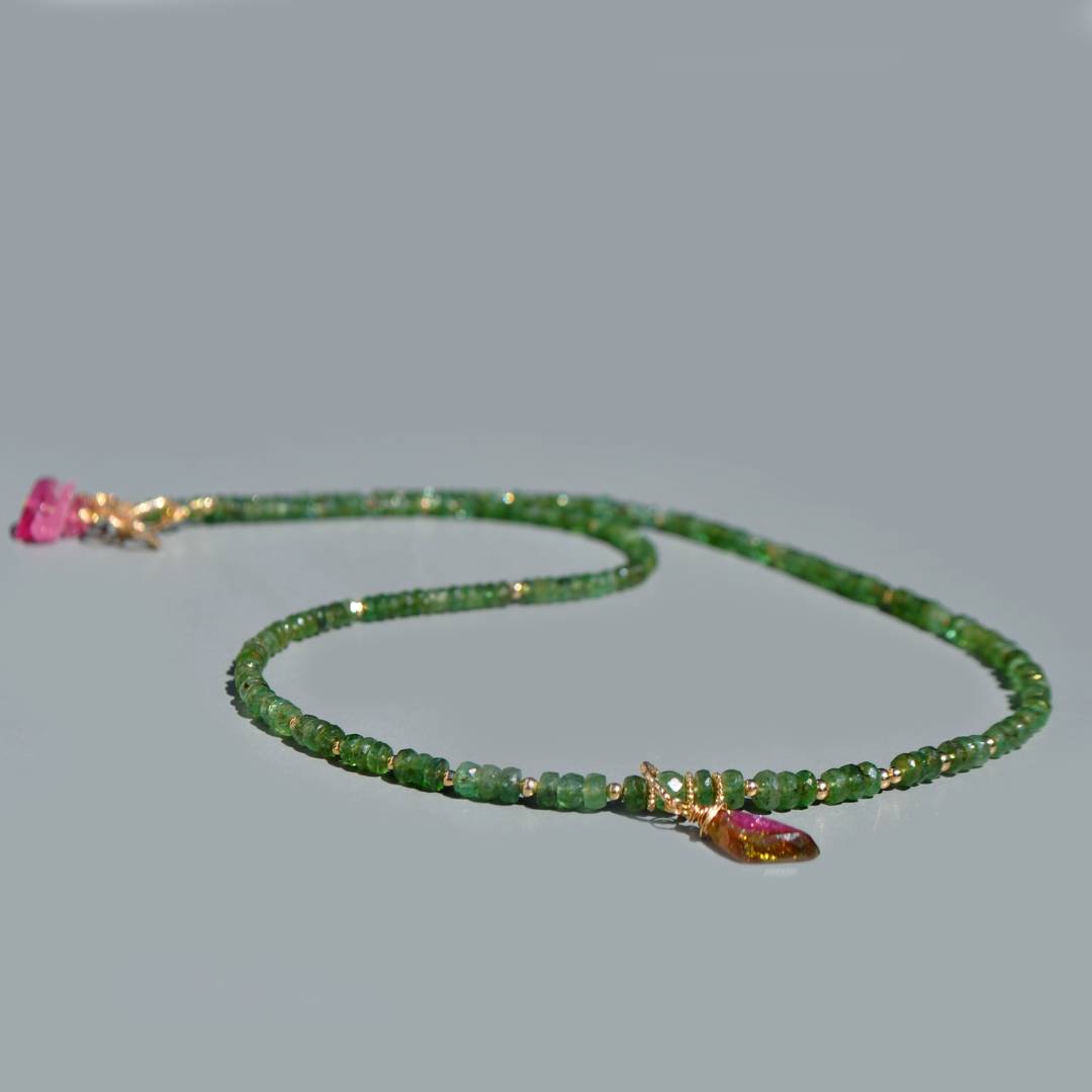collier emeraude tourmaline pastèque-B