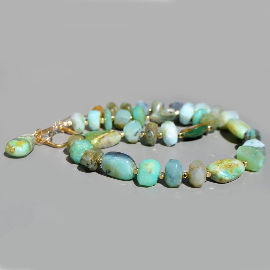 collier opale du pérou brute bleu verte-4