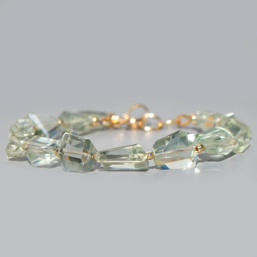 Bracelet pierre taillées Prasiolite verte-1