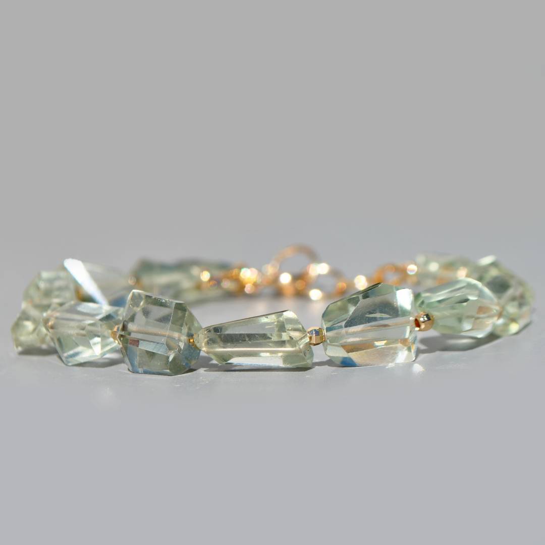 Bracelet pierre taillées Prasiolite verte-3