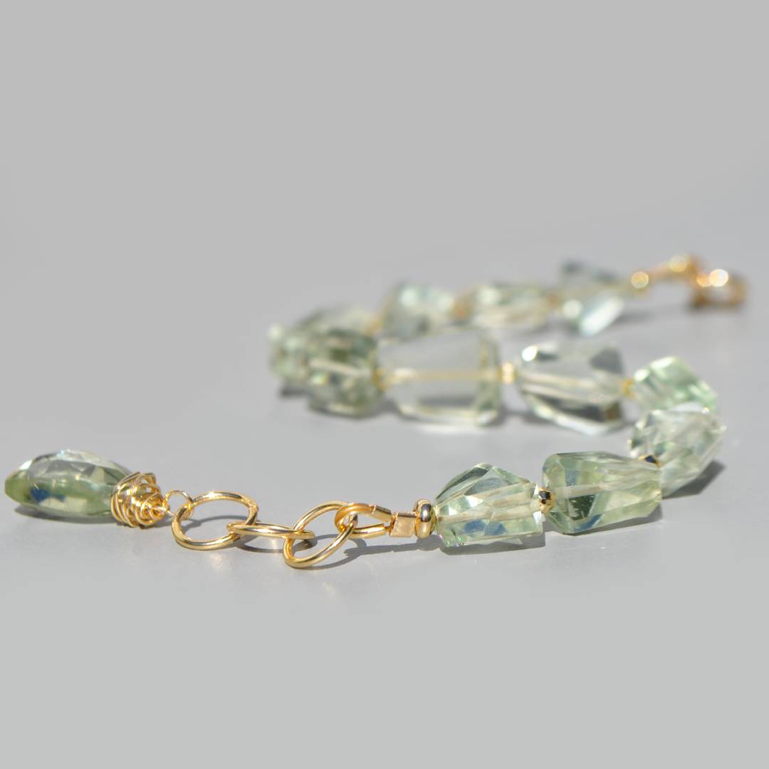 Bracelet pierre taillées Prasiolite verte-6