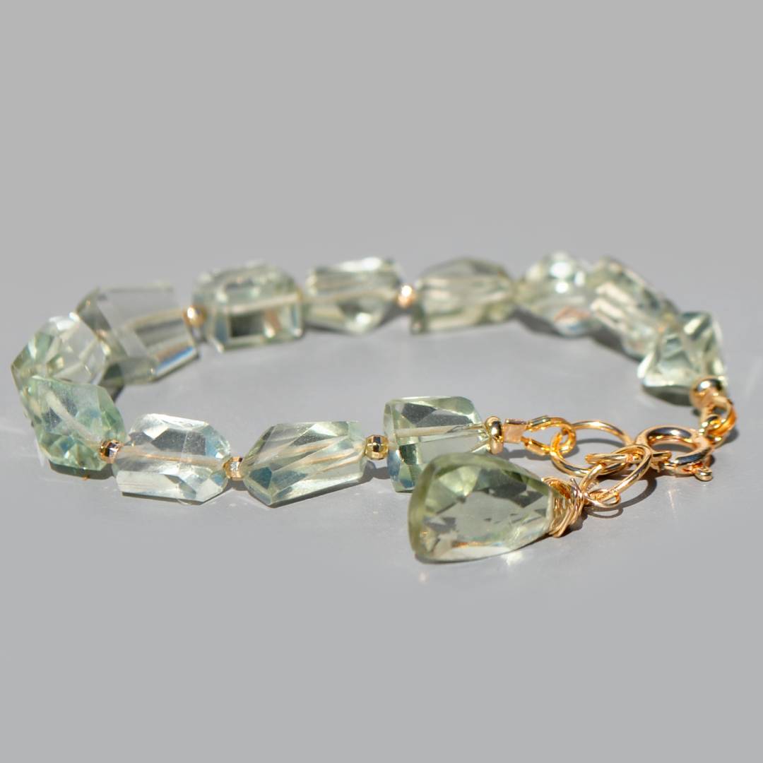 Bracelet pierre taillées Prasiolite verte-4