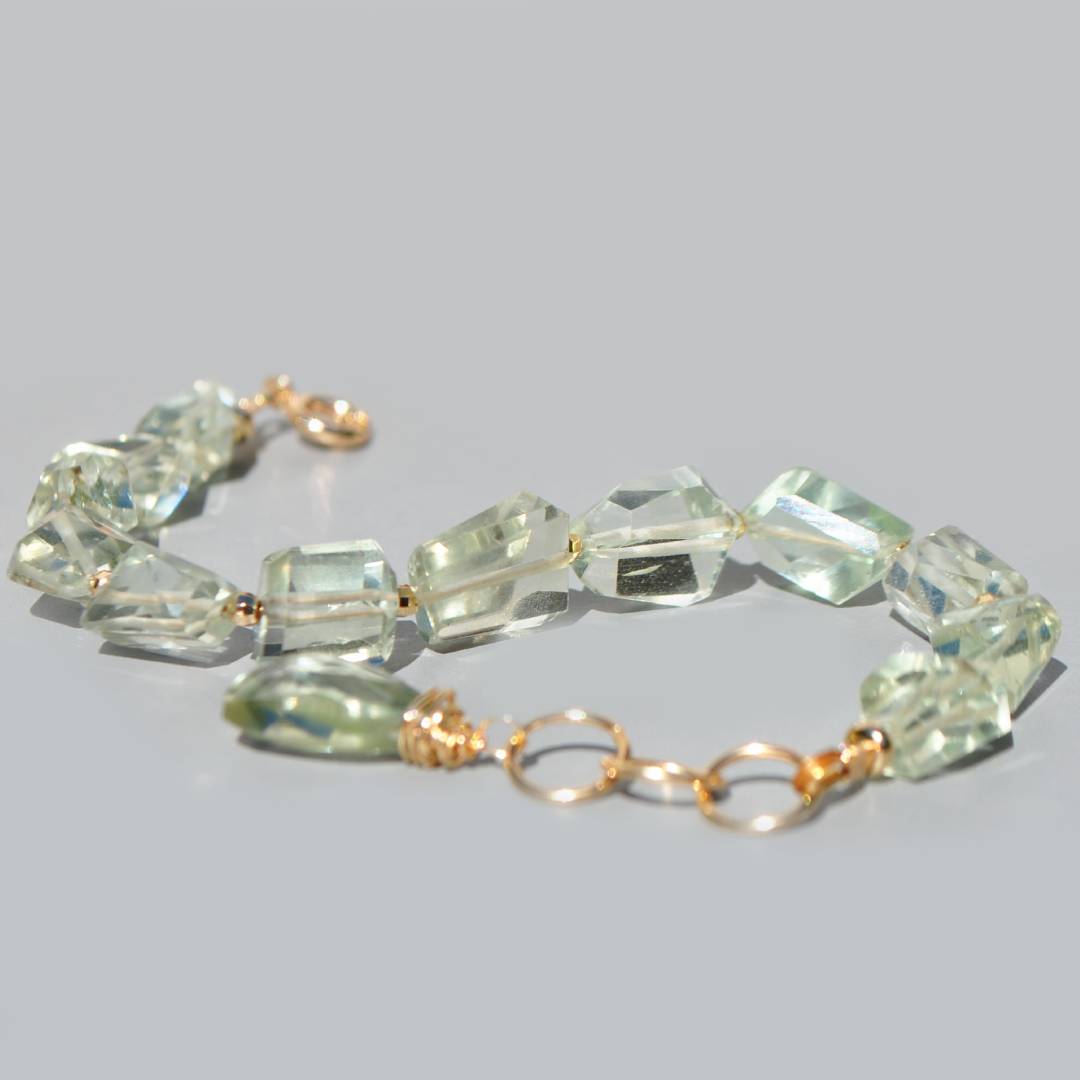 Bracelet pierre taillées Prasiolite verte-9