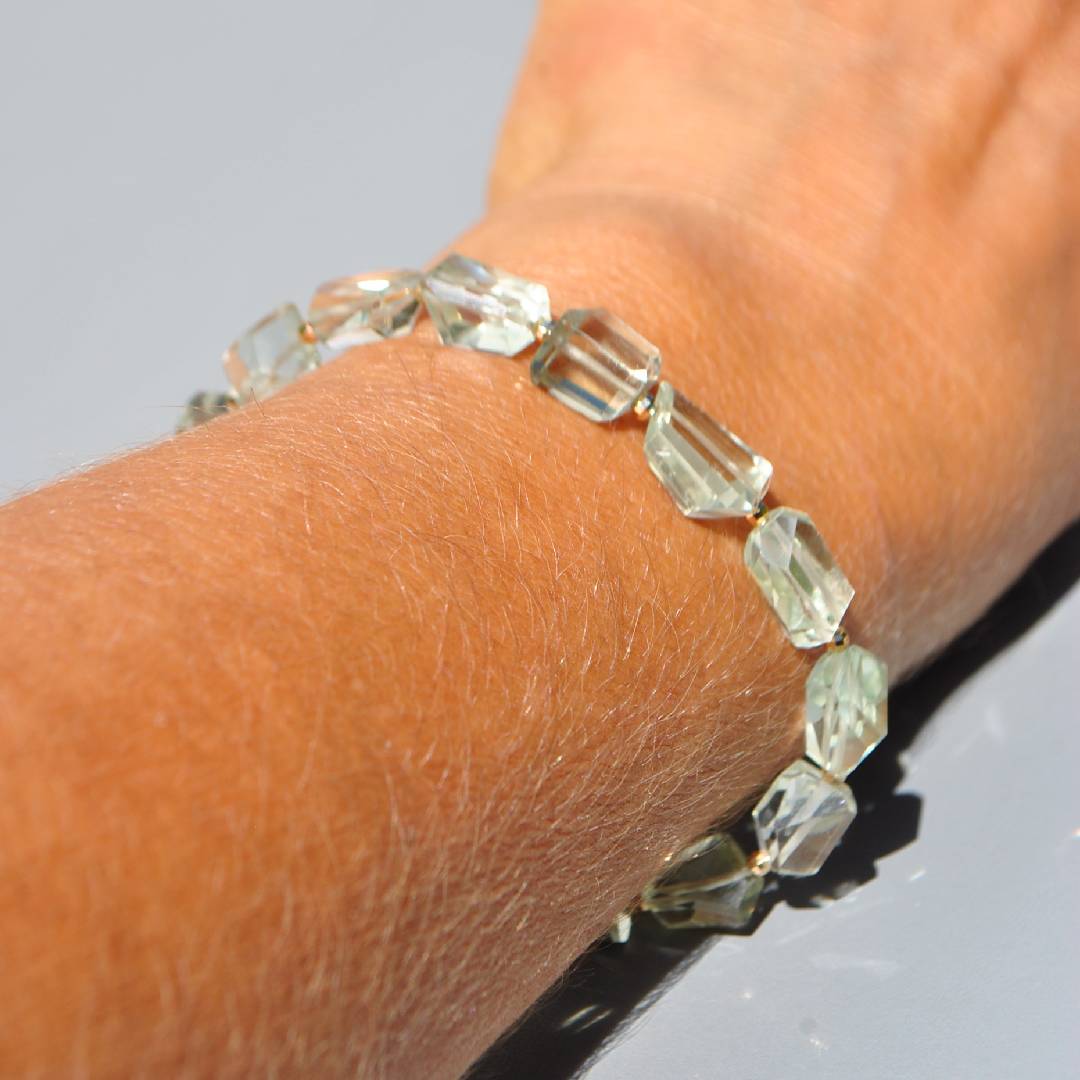 Bracelet pierre taillées Prasiolite verte-7