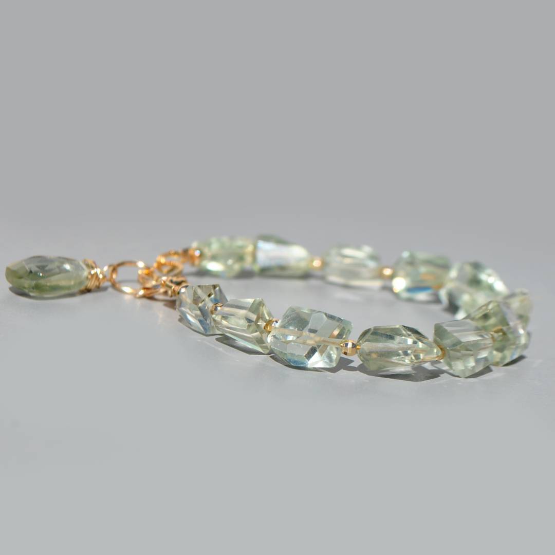Bracelet pierre taillées Prasiolite verte