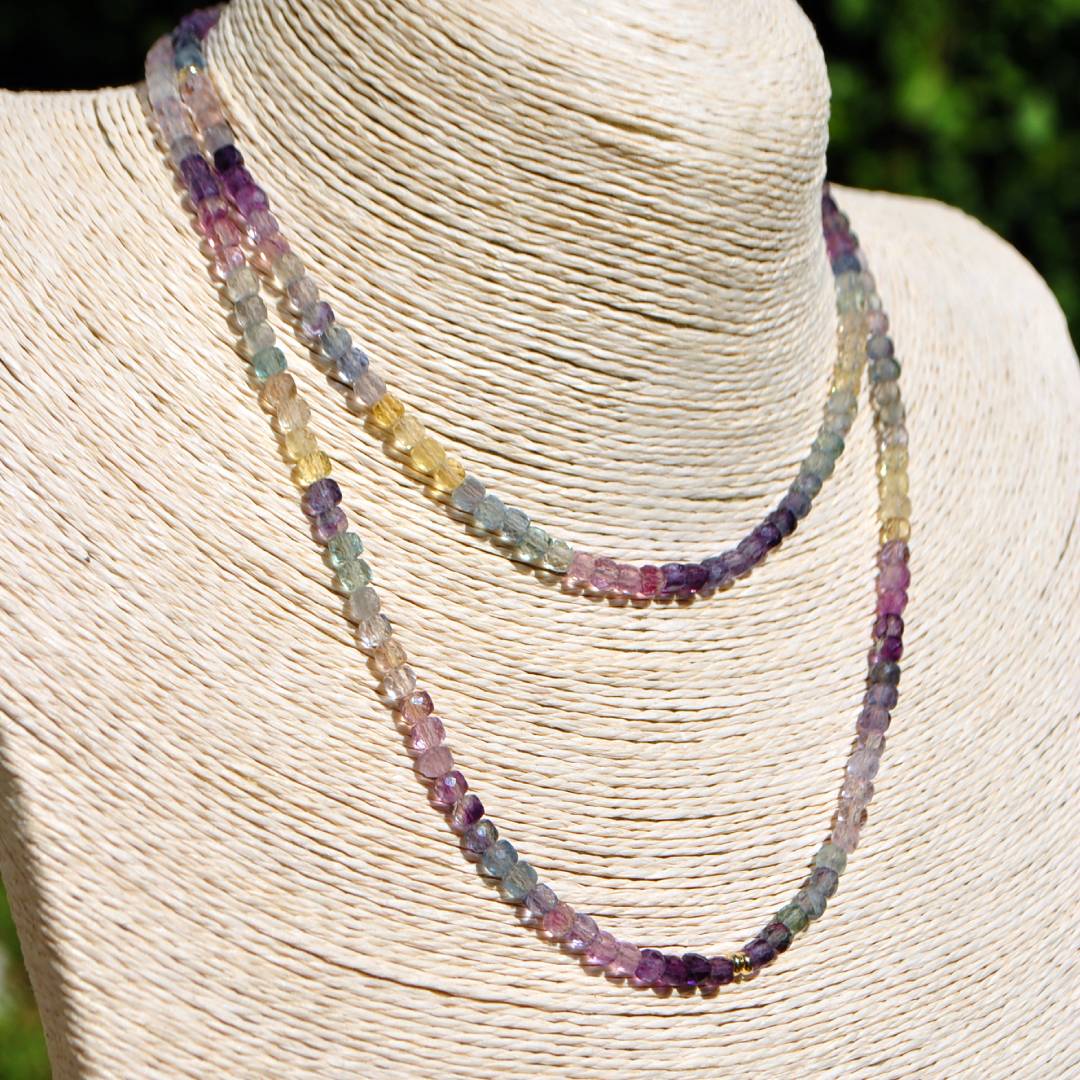 sautoir fluorite multicolore or-B