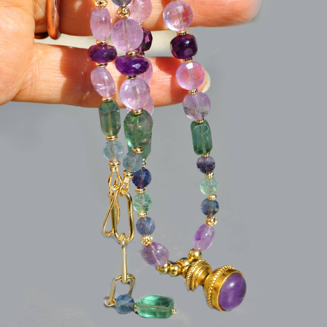 collier pendentif lanterne amethyste fluorite or-8