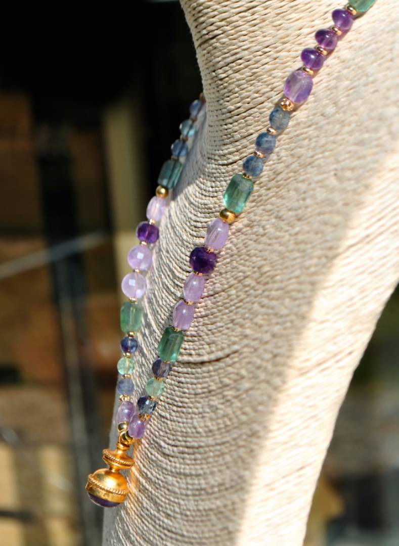 collier pendentif lanterne amethyste fluorite or-A