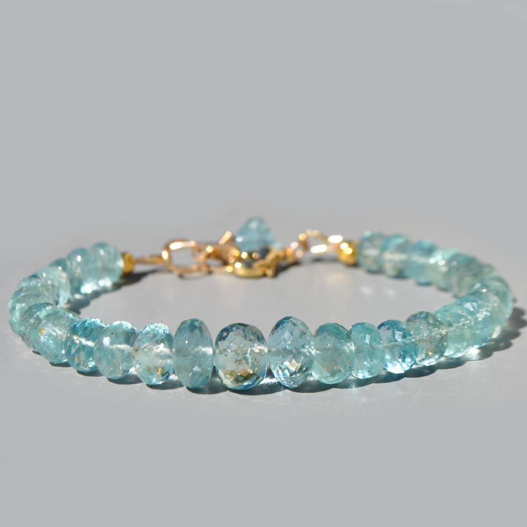 bracelet rondelles aigue marine haute qualité
