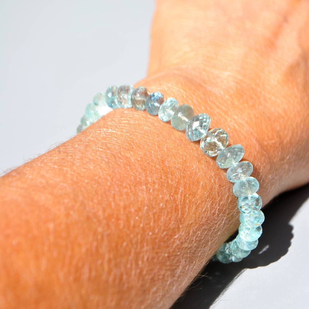 bracelet rondelles aigue marine haute qualité-B