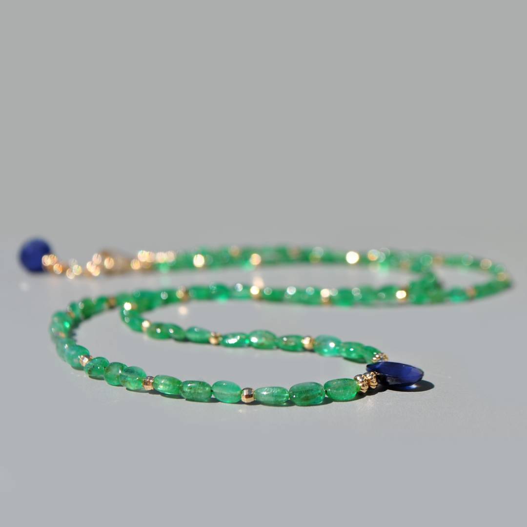 Collier emeraude zambie saphir bleue-3