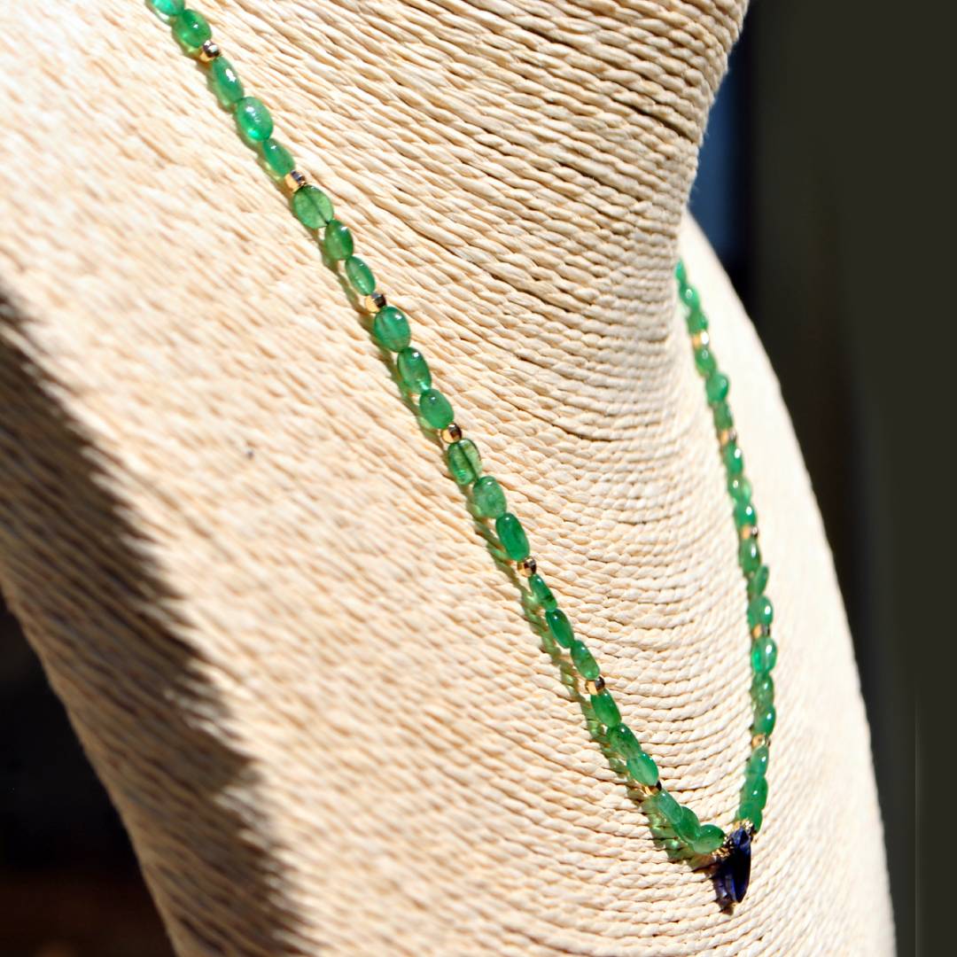 Collier emeraude zambie saphir bleue-8