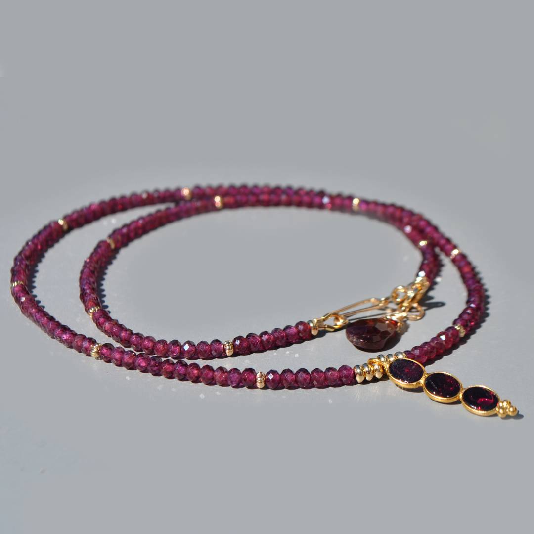 collier pendentif grenat rose rhodolite or-4