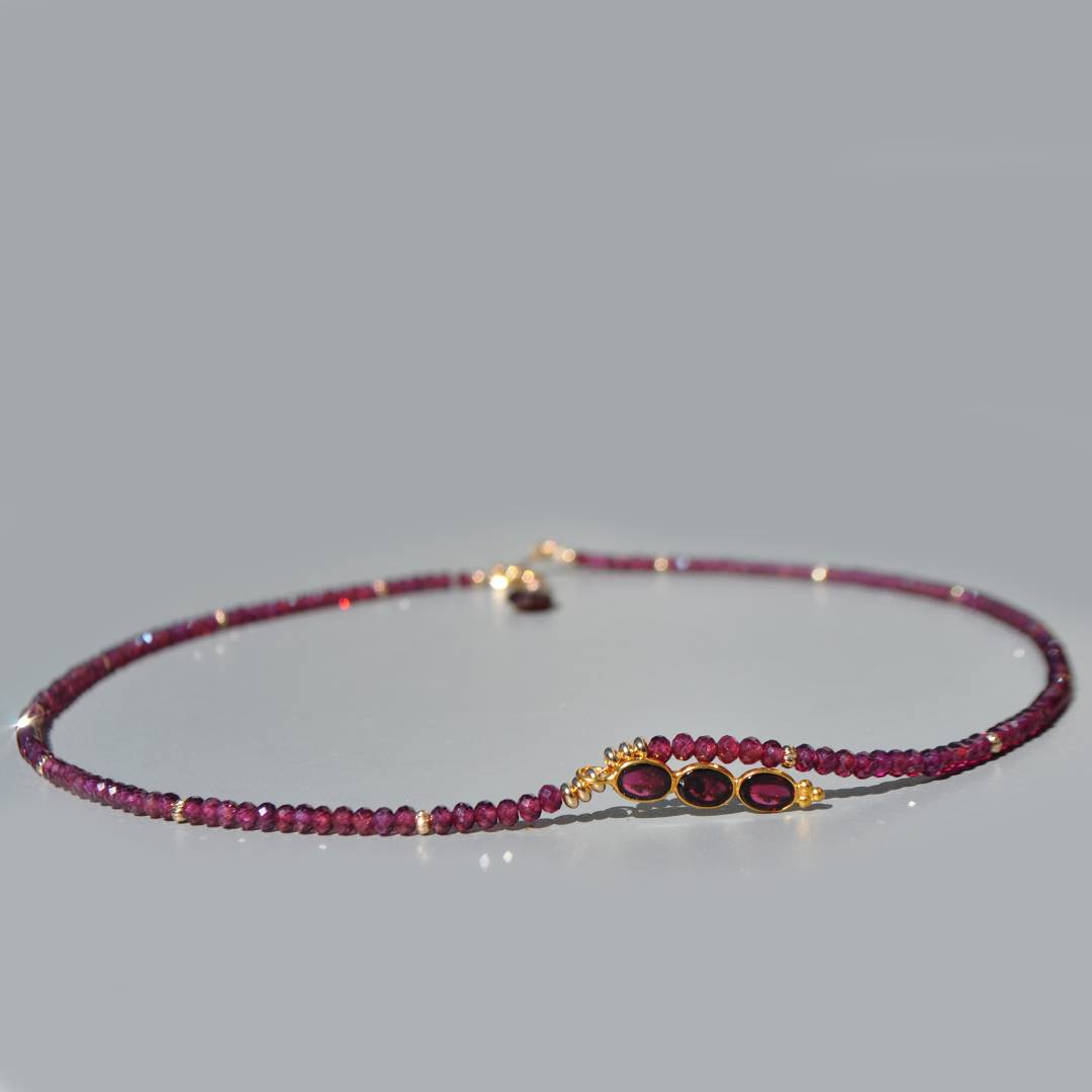 collier pendentif grenat rose rhodolite or