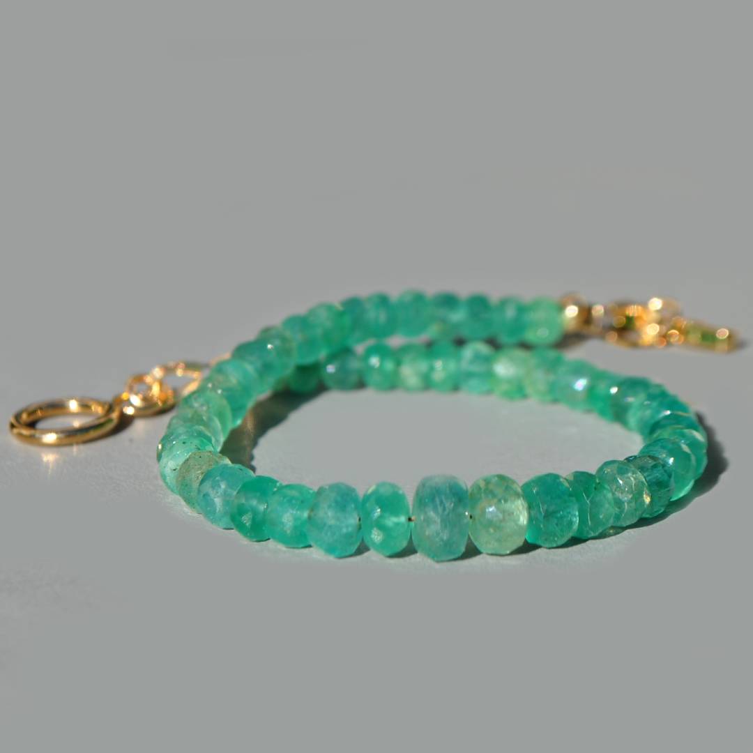 Bracelet emeraude de zambie vert lumineux fermoir T zircon vert-6