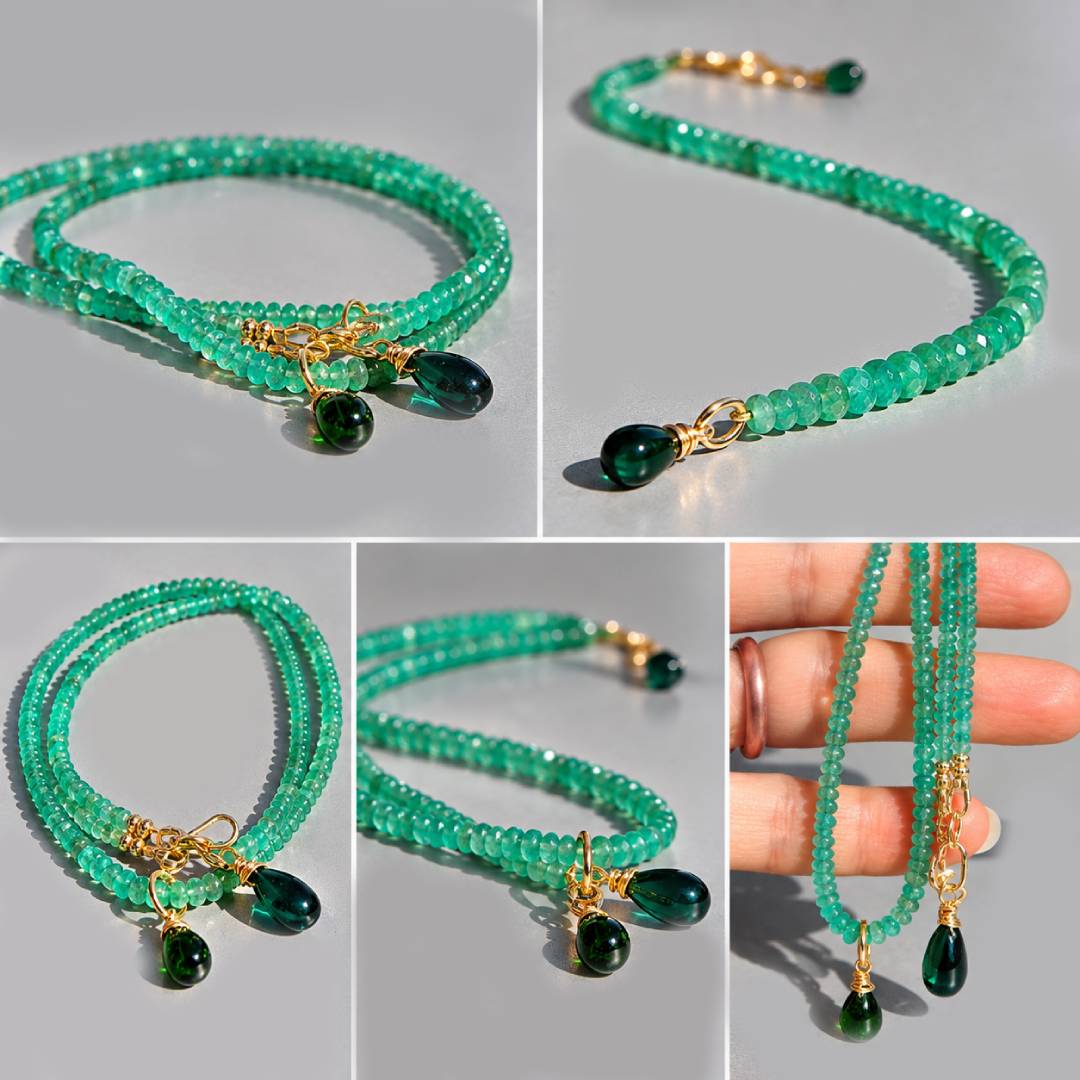 bijoux emeraude de zambie OR 14K
