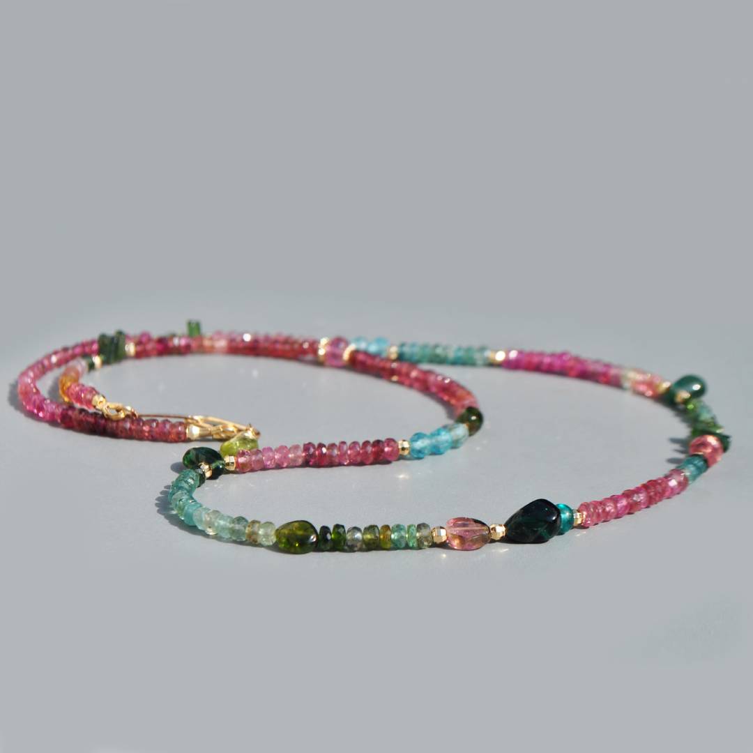 collier multi tourmaline goutte apatite bleue