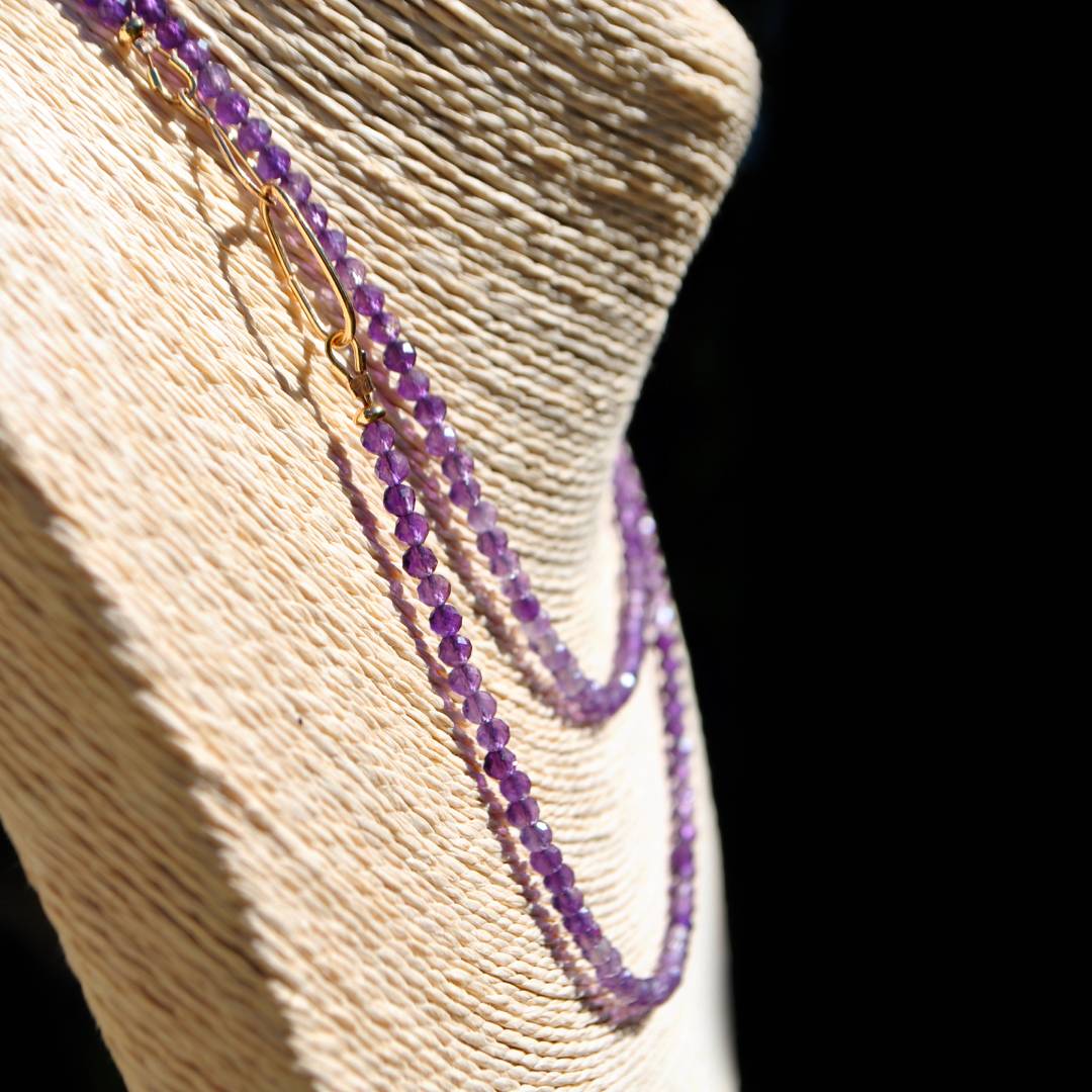 sautoir amethyste naturelle gold filled-B