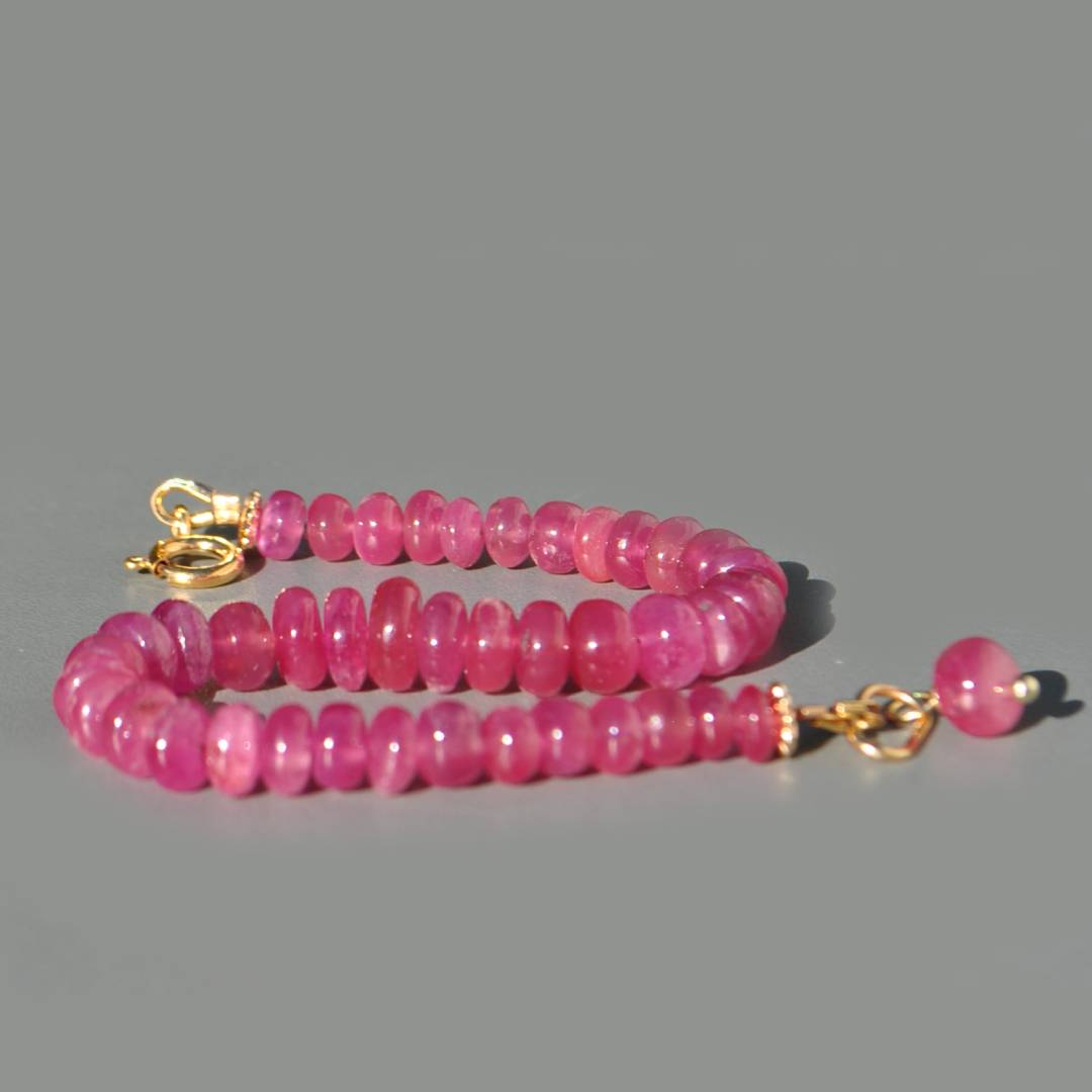 bracelet rondelle lisse saphir rose  projet-8
