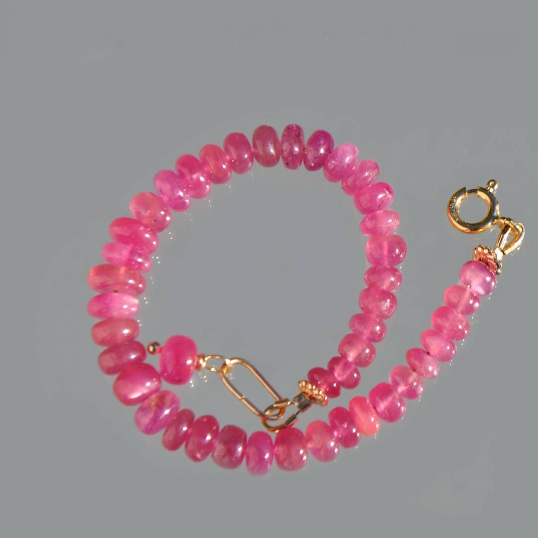 bracelet rondelle lisse saphir rose  projet-9
