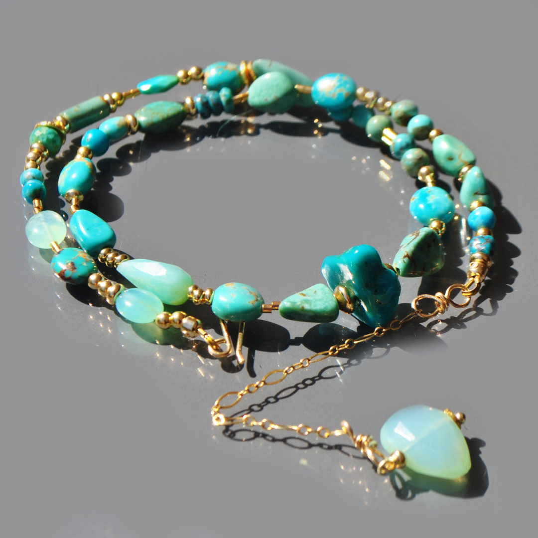 collier Turquoise opale or-9