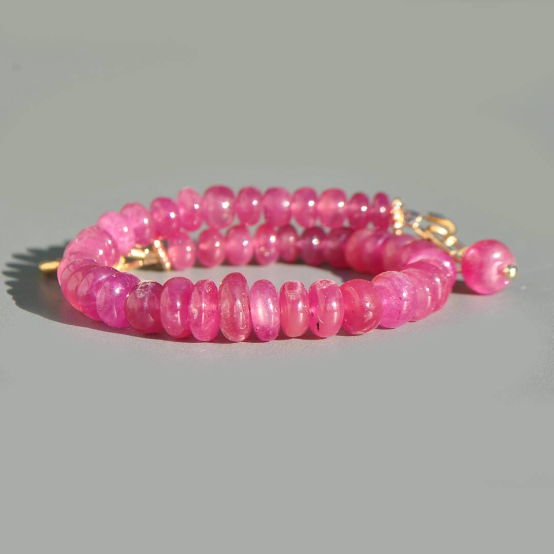 bracelet rondelle lisse saphir rose  projet