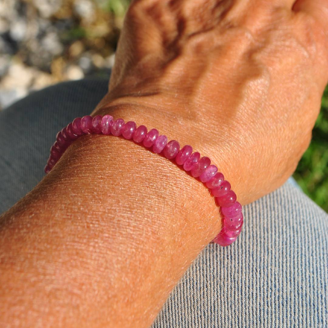bracelet rondelle lisse saphir rose  projet-B