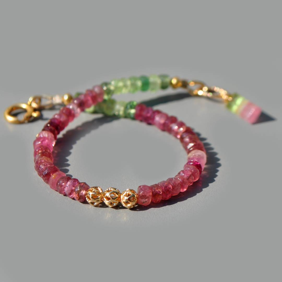 bracelet tourmaline rose verte pendentif pastèque-2 (1)