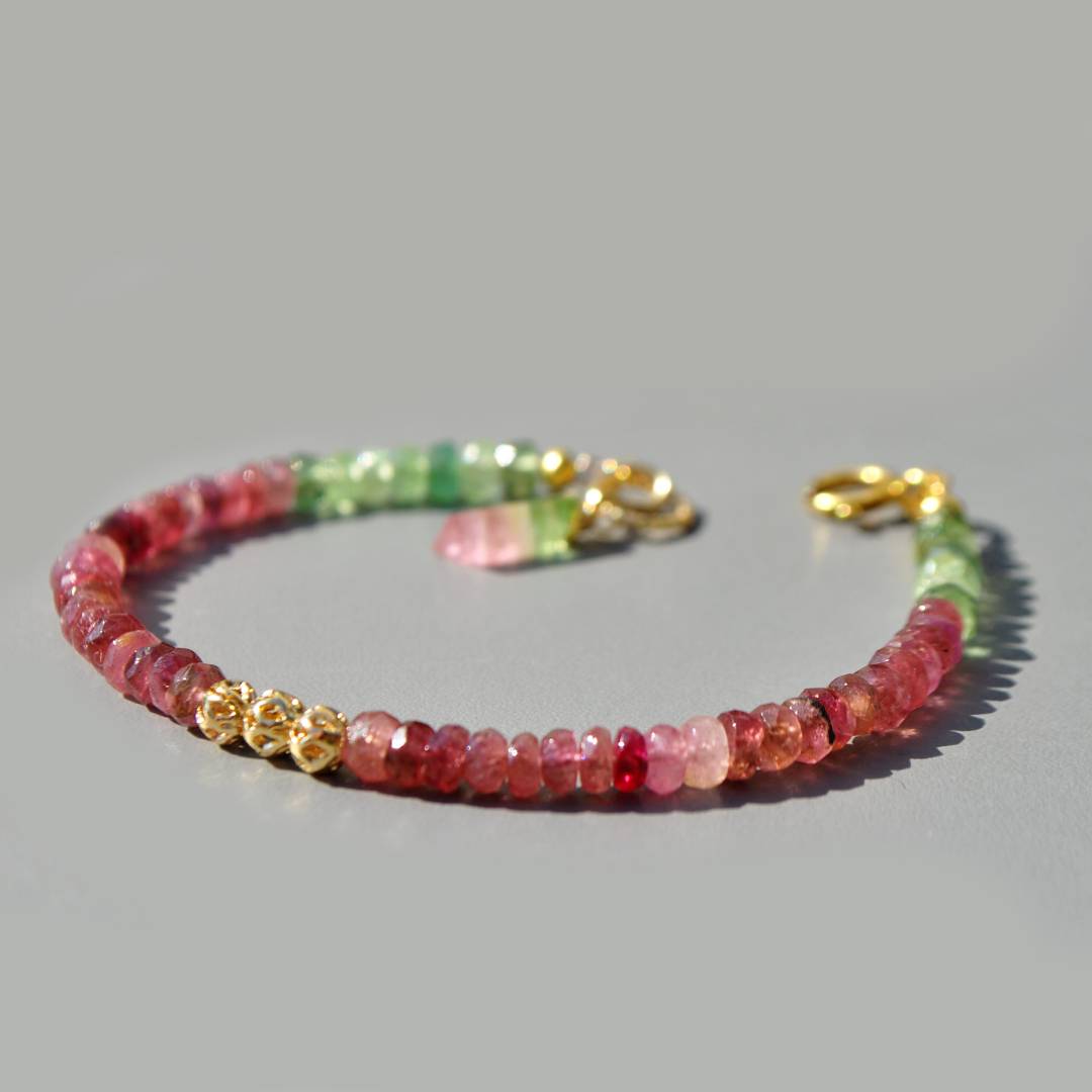 bracelet tourmaline rose verte pendentif pastèque-4