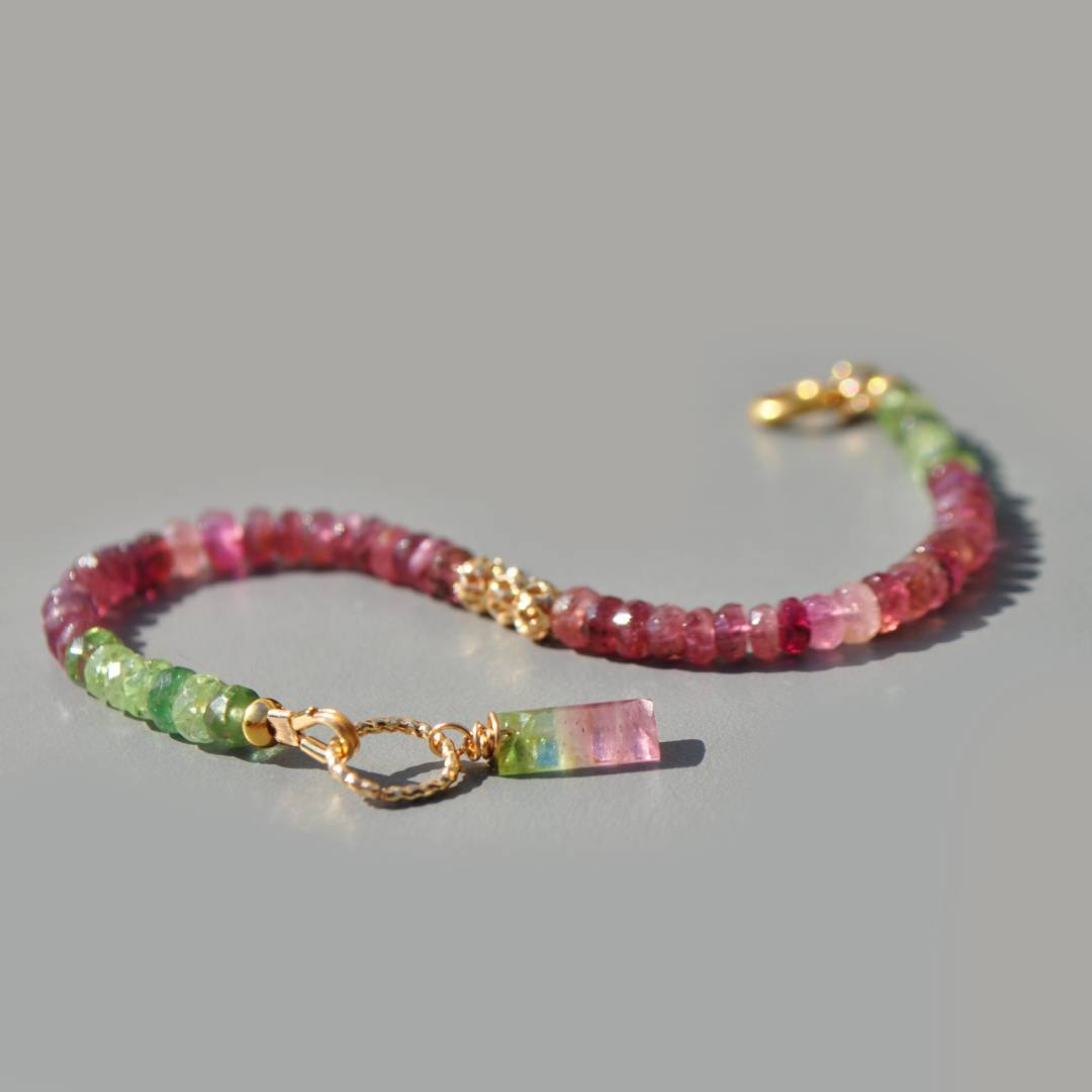 bracelet tourmaline rose verte pendentif pastèque-9