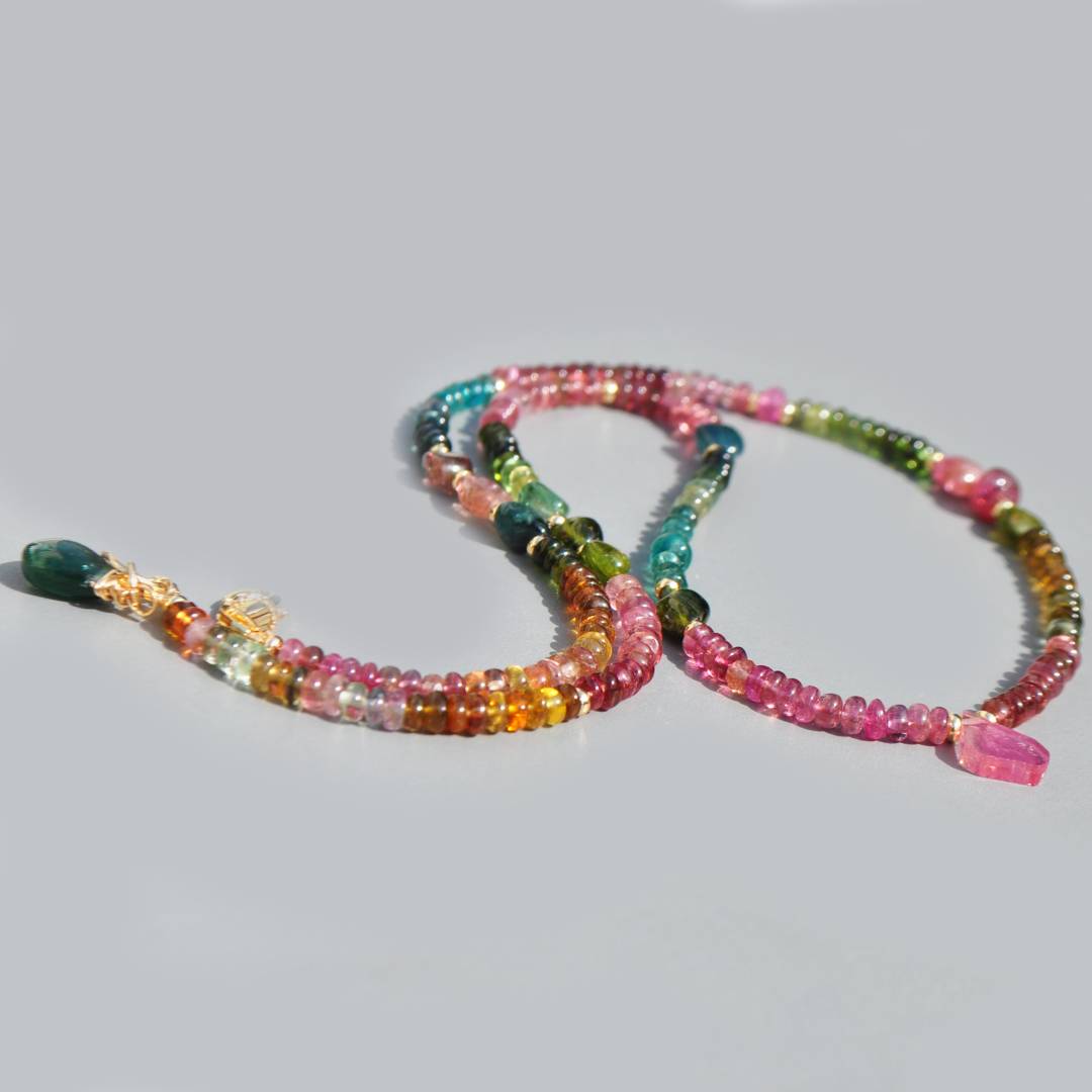 collier tourmaline multicolore goutte tourmaline rose clair brute-5