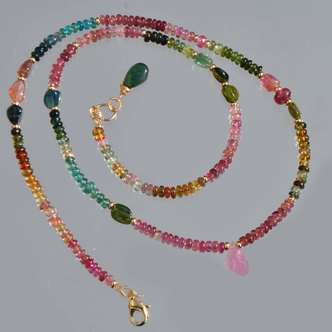 collier tourmaline multicolore goutte tourmaline rose clair brute-2