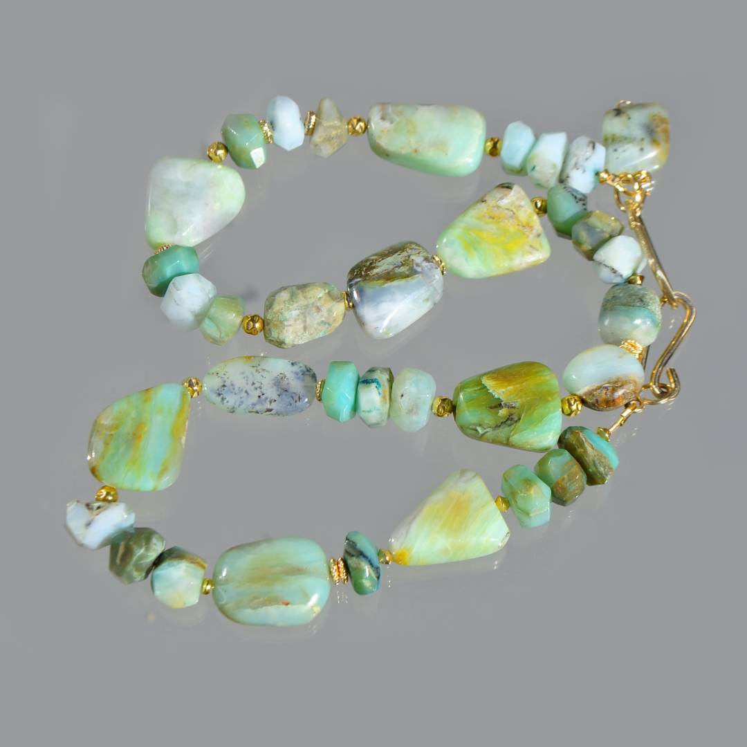 collier imposant opale du pérou bleue vert gold filled 14K-2