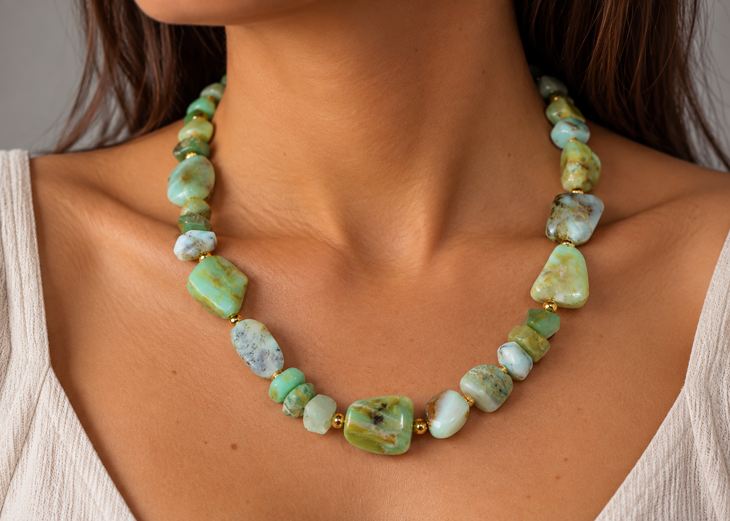 Collier artisanal en opale du perou naturelles