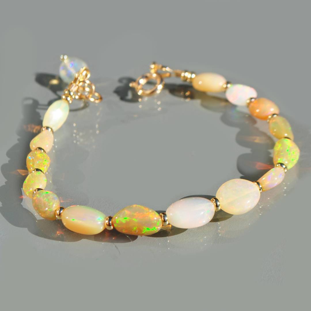 bracelet opale blanche pépite ovales-2