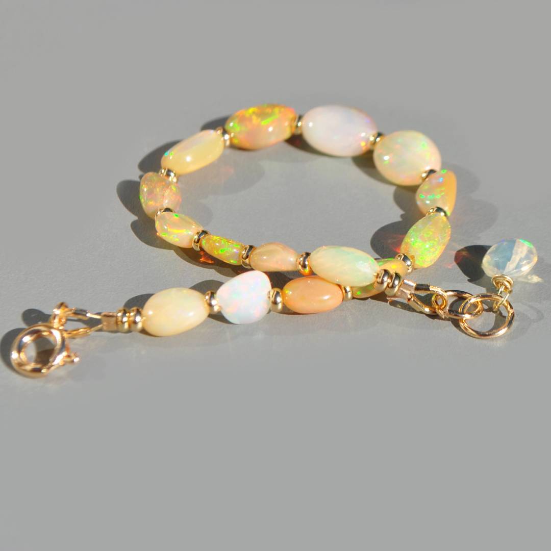 bracelet opale blanche pépite ovales-6